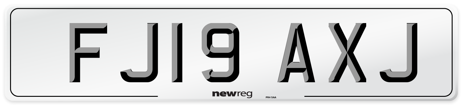 FJ19 AXJ Number Plate from New Reg